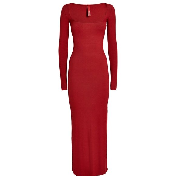 Skims Soft Lounge Long Sleeve Dress - Brick - Picture 1 of 6